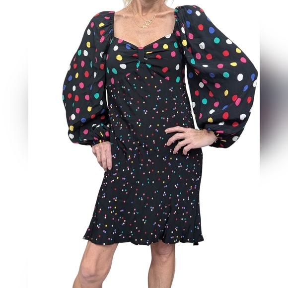Rixo x Target Black Multicolor Rainbow Polka Dot Smocked Mini Party Dress Size 6 - Picture 1 of 11
